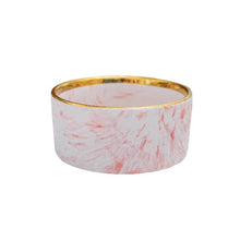 Charger l'image dans la galerie, Dexypaws Bol en céramique pour chien 15 oz - Marbré rose blush avec accent doré