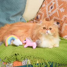 Load image into Gallery viewer, Hugsmart "Meow Buddies" Jouet avec cachette à gâteries pour Chat - Duo licorne & arc-en-ciel
