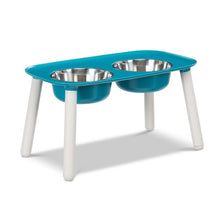 Load image into Gallery viewer, Messy Mutts Bol double surélevé avec pattes ajustables - Bleu