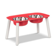 Load image into Gallery viewer, Messy Mutts Bol double surélevé avec pattes ajustables, Rouge