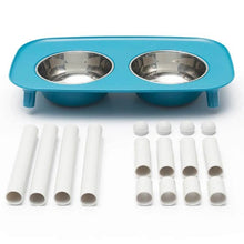 Load image into Gallery viewer, Messy Mutts Bol double surélevé avec pattes ajustables - Bleu
