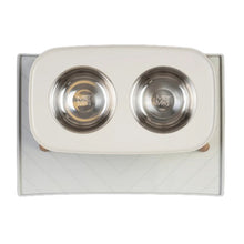 Charger l'image dans la galerie, Messy Mutts Bol double surélevé avec pattes ajustables en faux bois, Gris clair