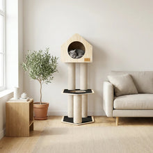Load image into Gallery viewer, Noba Arbre à chat Condo Deluxe avec corde Fique de haute qualité - Noir