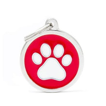 Load image into Gallery viewer, Médaille collection Charms, CERCLE ROUGE PATTE BLANC, GRAND - Boutique Le Jardin Des Animaux -médailleBoutique Le Jardin Des AnimauxYM05