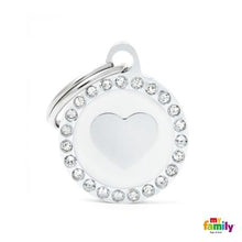 Load image into Gallery viewer, Médaille collection GLAM, "CERCLE COEUR BLANC STRASS" PETIT - Boutique Le Jardin Des Animaux -médailleBoutique Le Jardin Des AnimauxBH27GM03
