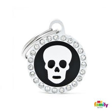 Load image into Gallery viewer, Médaille collection GLAM, "CERCLE CRÂNE NOIR STRASS" PETIT - Boutique Le Jardin Des Animaux -médailleBoutique Le Jardin Des AnimauxBH30GM06
