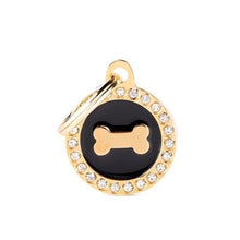Load image into Gallery viewer, Médaille collection GLAM, "CERCLE DORÉE OS STRASS" PETIT - Boutique Le Jardin Des Animaux -médailleBoutique Le Jardin Des AnimauxBH30GM01G