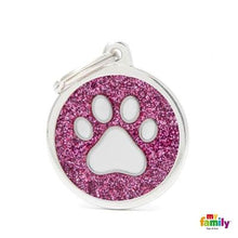 Charger l'image dans la galerie, Médaille collection SHINE, CIRCLE GLITTER ROSE PATTE BLANCHE, GRAND - Boutique Le Jardin Des Animaux -médailleBoutique Le Jardin Des AnimauxGL06PINK