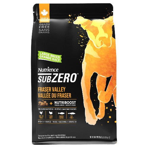 Aliment SubZero Nutrience Sans grains pour chiens de grande race, formulation Vallée du Fraser, 10 kg (22 lbs)