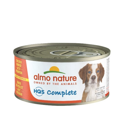 Almo Nature HQS Complete chien - Dîner de poulet avec potiron en sauce 156 gr