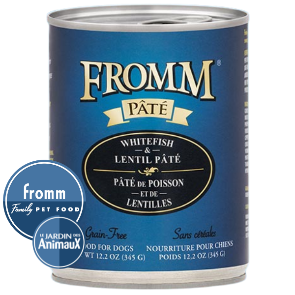 Conserve pour chien FROMM - Caisse de 12- PÂTÉ DE POISSON ET DE LENTILLES Sans grains