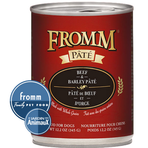 Conserve pour chien FROMM - Caisse de 12- PÂTÉ BOEUF ET ORGE