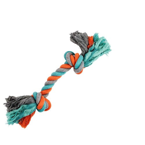 Bud'z Jouet de corde pour chien - Avec 2 nœuds -  Large - Orange et bleu