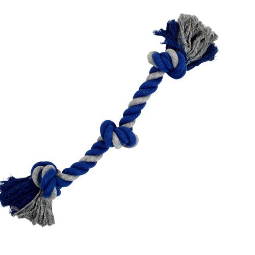 Bud'z Jouet de corde pour chien - Avec 3 nœuds - Large - Gris et bleu