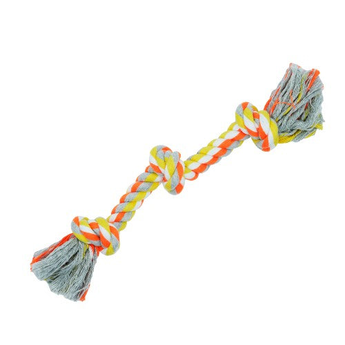 Bud'z Jouet de corde pour chien - Avec 3 nœuds - Orange et jaune