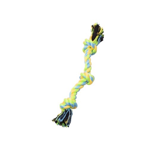 Bud'z Jouet de corde pour chien - Avec 3 nœuds - Vert et jaune