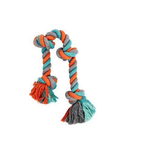 Bud'z Jouet de corde pour chien - Avec 4 nœuds - Large - Orange et bleu