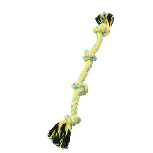Bud'z Jouet de corde pour chien - Avec 4 nœuds - Vert et jaune
