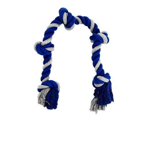 Bud'z Jouet de corde pour chien - Avec 5 nœuds - Large - Gris et bleu