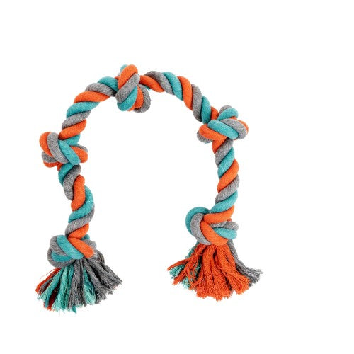 Bud'z Jouet de corde pour chien - Avec 5 nœuds - Large - Orange et bleu