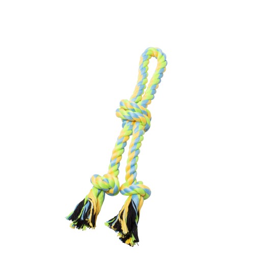 Bud'z Jouet de corde pour chien - Double avec 3 nœuds - Vert et jaune