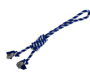 Bud'z Jouet de corde pour chien - Double avec boucle et nœud coulant - Gris et bleu