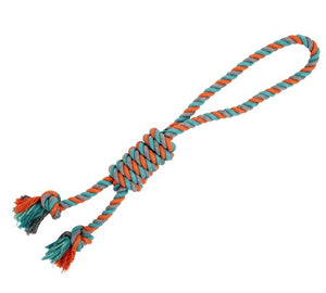 Bud'z Jouet de corde pour chien - Double avec boucle et nœud coulant - Orange et bleu