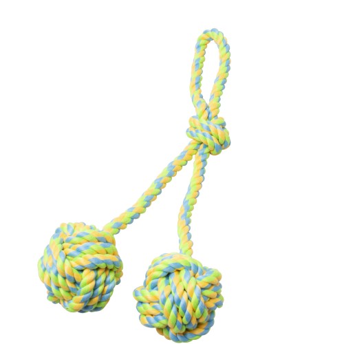 Bud'z Jouet de corde pour chien - Double pomme de touline avec boucle - Vert et jaune