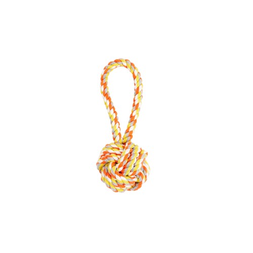 Bud'z Jouet de corde pour chien - Pomme de touline avec boucle - Orange et jaune