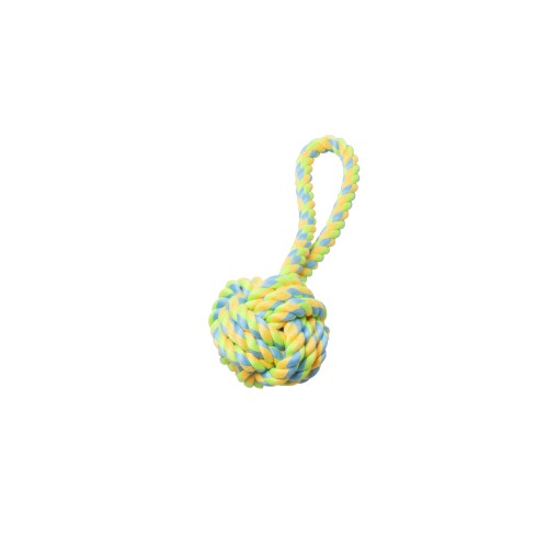 Bud'z Jouet de corde pour chien - Pomme de touline avec boucle - Vert et jaune