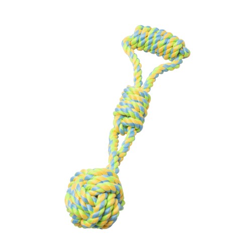 Bud'z Jouet de corde pour chien - Pomme de touline avec poignée - Vert et jaune