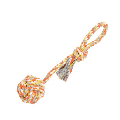 Bud'z Jouet de corde pour chien - Pomme de touline avec tige et boucle - Orange et jaune