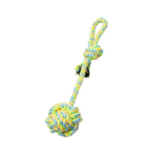 Bud'z Jouet de corde pour chien - Pomme de touline avec tige et boucle - Vert et jaune