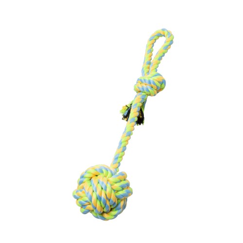 Bud'z Jouet de corde pour chien - Pomme de touline avec tige et boucle - Vert et jaune
