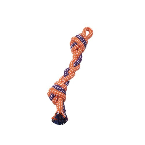 Bud'z Jouet de corde pour chien - Tresse avec 2 nœuds - Orange et mauve