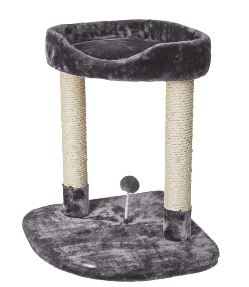 Bud'z Arbre à Chat classique - Avec perchoir et jouet sur ressort - Gris