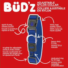 Charger l'image dans la galerie, Bud'z Collier ajustable en nylon pour chien - Bleu
