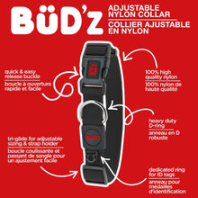 Charger l'image dans la galerie, Bud'z Collier ajustable en nylon pour chien - Noir
