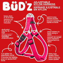 Charger l'image dans la galerie, Bud'z Harnais ajustable en nylon pour chien - Rose néon
