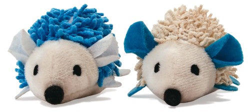 Bud'z Jouet avec pochette et herbe à chat insérée - Duo de Hérissons - Bleu et beige
