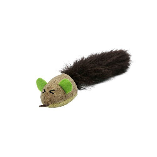 Bud'z Jouet avec tube d'herbe à chat - Souris à queue soyeuse - Liège