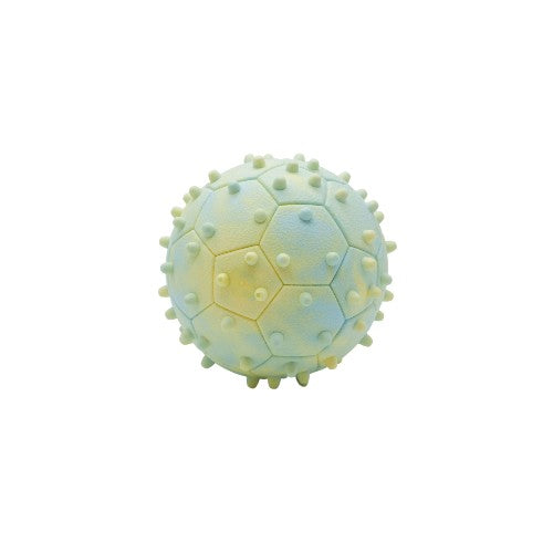 Bud'z Jouet en caoutchouc flottant pour chien - Balle Pentagone avec piques - Bleue et jaune
