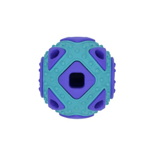 Bud'z Jouet en caoutchouc pour chien - Astro carré avec cachette à gâteries - Bleu