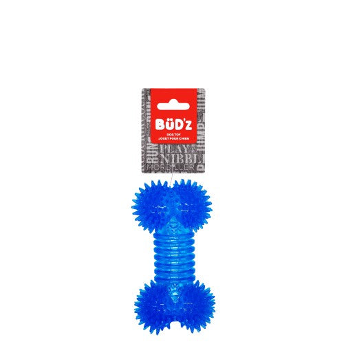 Bud'z Jouet en caoutchouc pour chien - Os à pointes - Bleu