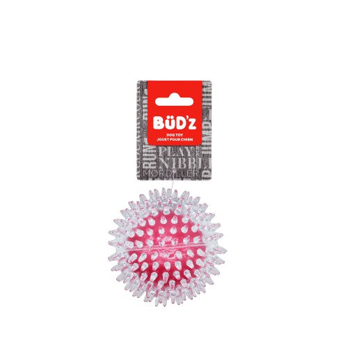 Bud'z Jouet pour chien - Balle à pointes - Transparente et rose