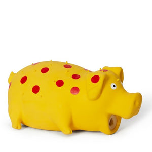 Bud'z Jouet en latex avec "Squeaker" - Cochon - Jaune à pois rouges