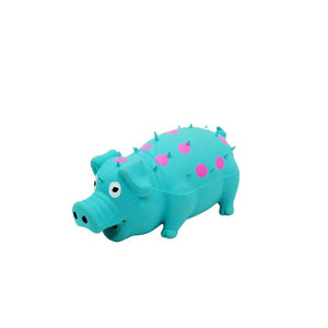 Bud'z Jouet en latex avec "squeaker" - Cochon - Turquoise à pois roses
