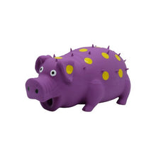 Charger l&#39;image dans la galerie, Bud&#39;z Jouet en latex avec &quot;Squeaker&quot; - Cochon - Violet à pois jaunes
