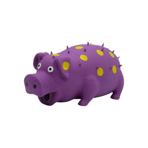 Bud'z Jouet en latex avec "Squeaker" - Cochon - Violet à pois jaunes