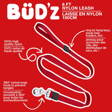 Charger l'image dans la galerie, Bud'z Laisse en nylon pour chien - Rouge
